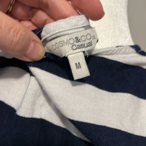 Cosmo & co Navy & light grey striped dress Size M Good used condition - Picture 4 of 5